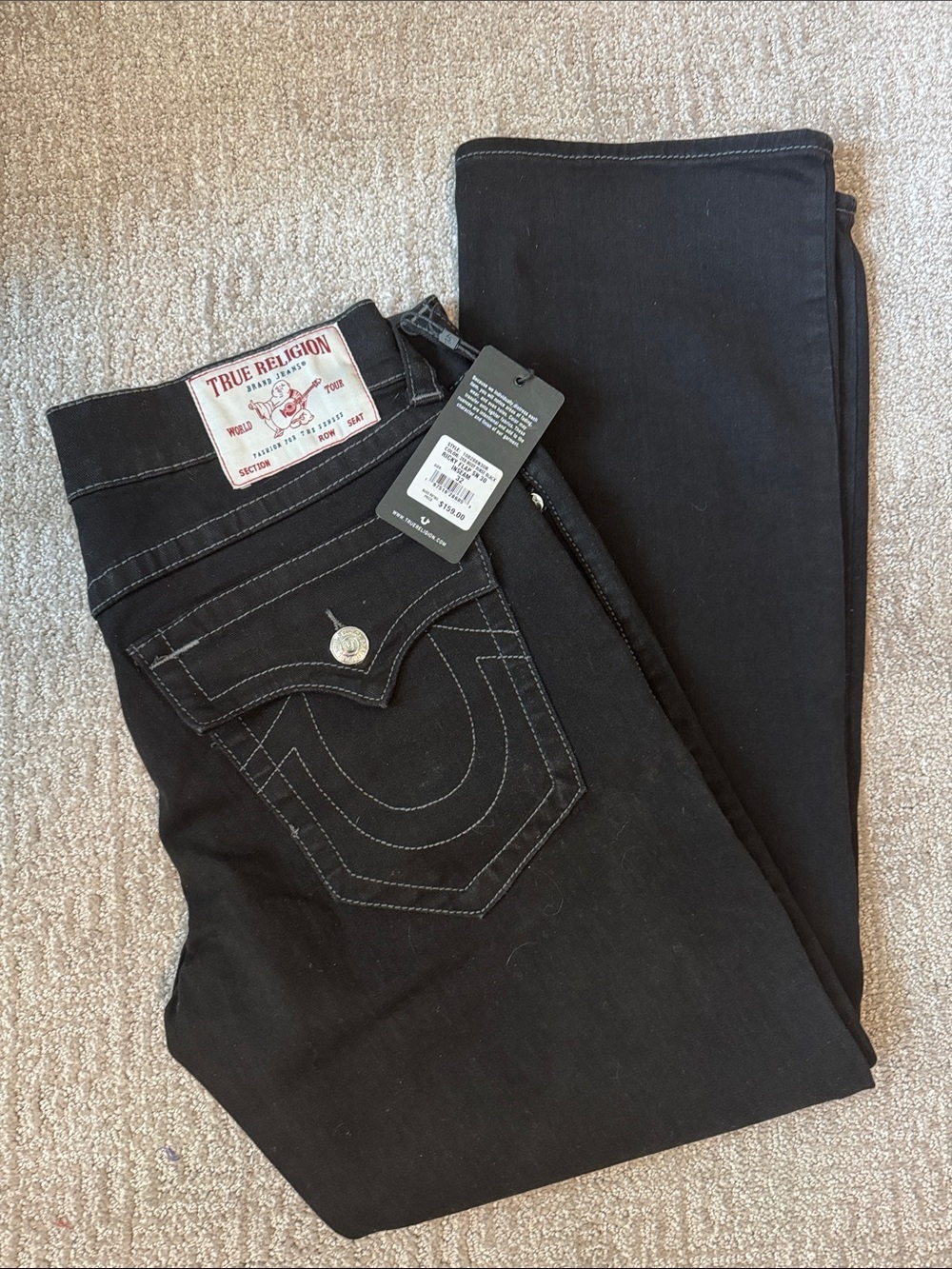 NWT True Religion Ricky SN Flap Relaxed Straight Jeans Men’s 32/30 Black western
